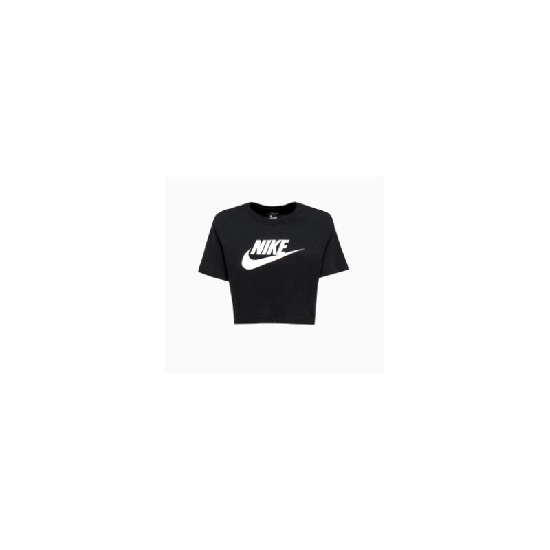 Nike W Nsw Tee Essntl Cropped Icn Ftra Blk/Wht T-Shirt M/M Nera Donna - Giuglar