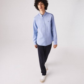 Lacoste Camicia Regular Fit Vichy Azzurra Uomo - Giuglar Shop