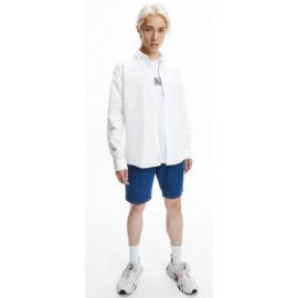 Calvin Klein Jeans Ck Chest Logo Camicia Slim Fit Bianco Uomo-Giuglar Shop