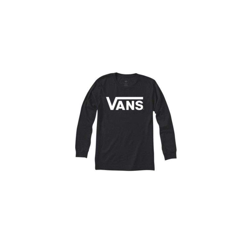 By Vans Drop V Ls Boys T-Shirt M/L Nera Logo Bianco Junior Bimbo-Giuglar Shop