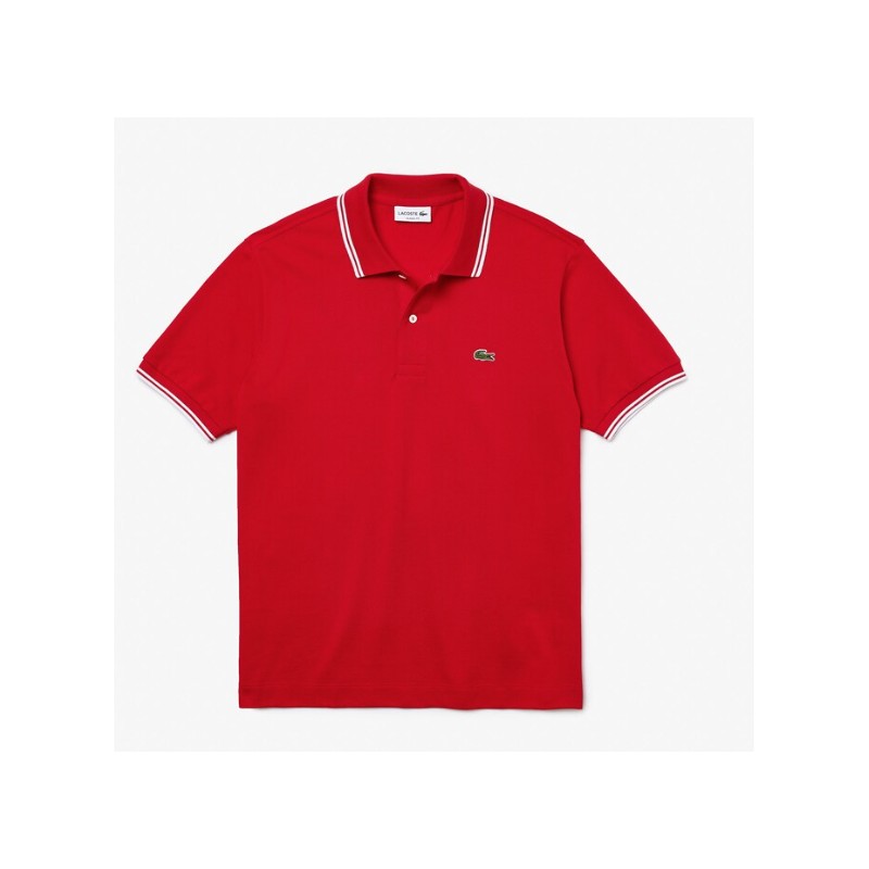 Polo Pique M/M Classic Fit Rossa Profili Bianchi Uomo - Giuglar Shop