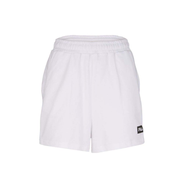 Fila Banaz High Waist Shorts Jersey Bianco Logo Nero Donna-Giuglar Shop
