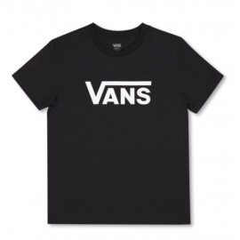 Vans Wm Drop V Ss Crew-B T-Shirt M/M Nera Logo Bianco Donna - Giuglar