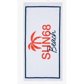 Sun 68 Big Towel Logo Telo Mare Spugna Arancio/Bianco - Giuglar Shop