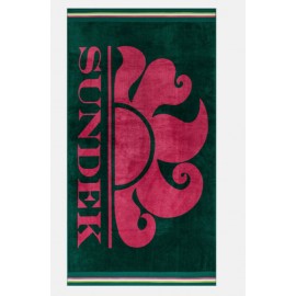 Sundek New Classic Logo Telo Mare Spugna Verde Bottiglia/Fuxia - Giuglar Shop