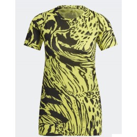 Adidas Fast Aop Tee T-Shirt M/M Leopardata Gialla/Nera Running Donna - Giuglar Shop