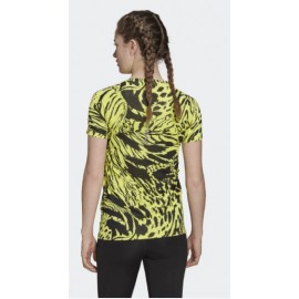 Adidas Fast Aop Tee T-Shirt M/M Leopardata Gialla/Nera Running Donna - Giuglar Shop
