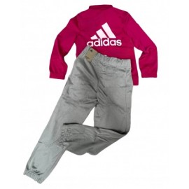 Adidas Junior Tuta Triacetato Fucsia/Grigio Logo Schiena Junior-Giuglar Shop