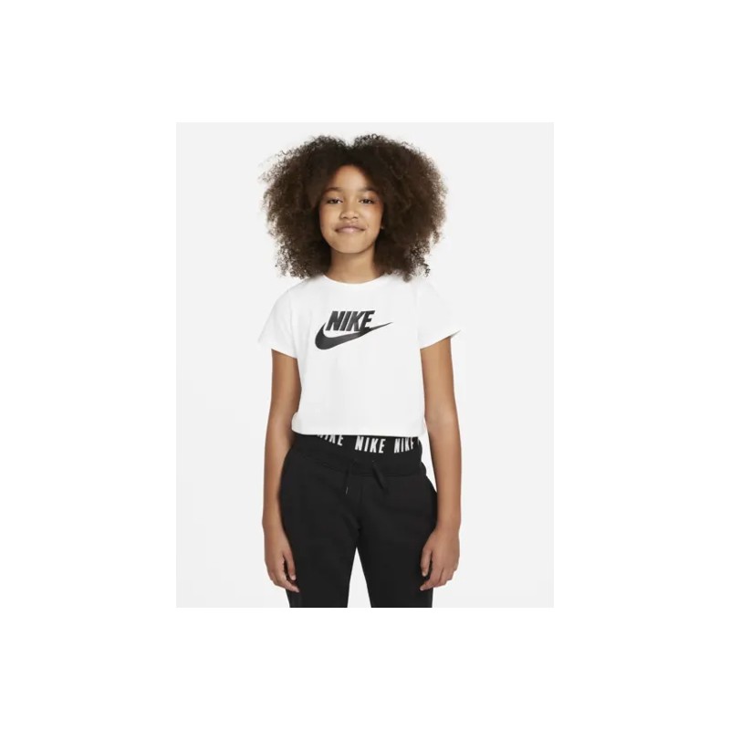 Nike Junior G Nsw Tee Crop Futura T-Shirt M/M Crop Bia Logo Ner Junior Bimba - Giuglar Shop