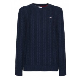 Tommy Jeans Tjm Regular Cable Sweater Maglia Cotone Trecce Blu Uomo - Giuglar