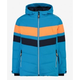 Cmp Kid Jacket Fix Hood Giacca Sci Azzurro/Arancione Junior - Giuglar