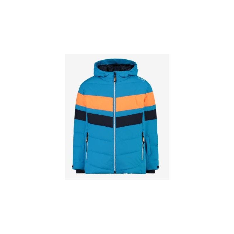 Cmp Kid Jacket Fix Hood Giacca Sci Azzurro/Arancione Junior - Giuglar