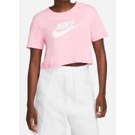 Nike W Nsw T Ess Crp Icn Ftr M Soft Pink T-Shirt M/M Crop Rosa Donna - Giuglar