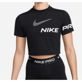W Nike Pro Df Grx Ss Top Blk/Wht T-Shirt Crop Dri Fit Nera Donna - Giuglar