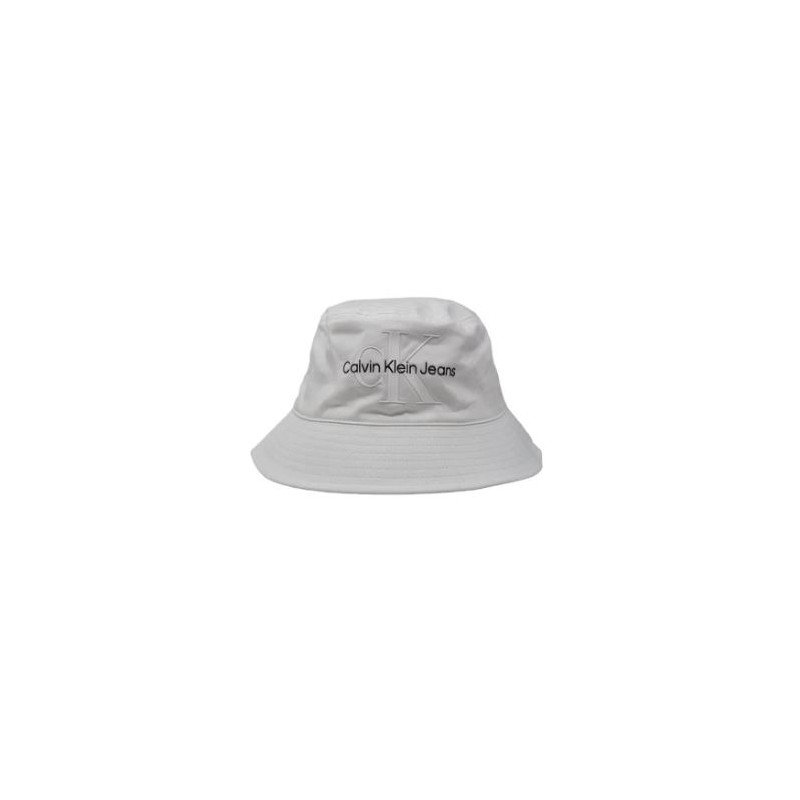 Calvin Klein Accessori Monogram Bucket Hat Bright White Cappellino Pescatore Bianco - Giuglar