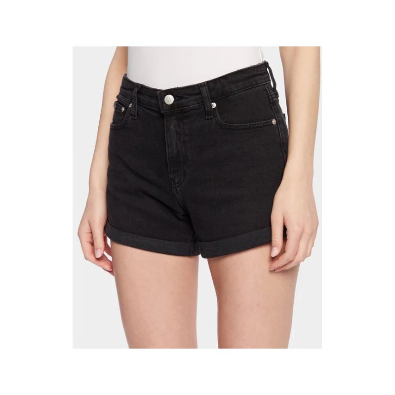 Calvin Klein Jeans Mid Rise Shorts Denim Nero Donna - Giuglar
