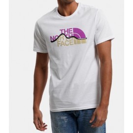 The North Face MenS S/S Mountain Line T-Shirt M/M Bianca Logo Viola/Beige Uomo - Giuglar