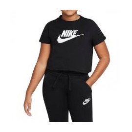 Nike Junior G Nsw Tee Crop Futu T-Shirt M/M Crop Nera Logo Bia Junior Bimba - Giuglar