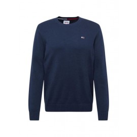 Tommy Jeans Tjm Essential Light Sweater Maglia Cotone Giro Blu Uomo - Giuglar
