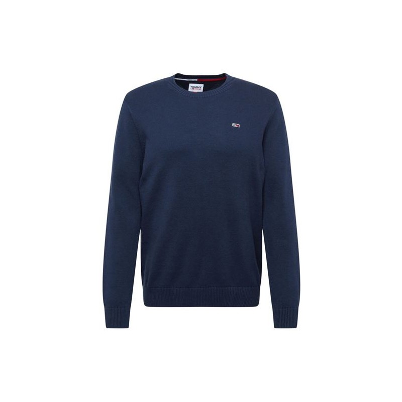 Tommy Jeans Tjm Essential Light Sweater Maglia Cotone Giro Blu Uomo - Giuglar
