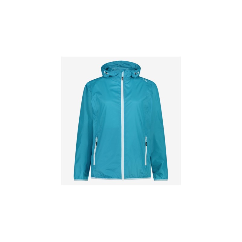 Cmp Woman Jacket Fix Hood Giacchetta Impermeabile Azzurro Donna - Giuglar Shop