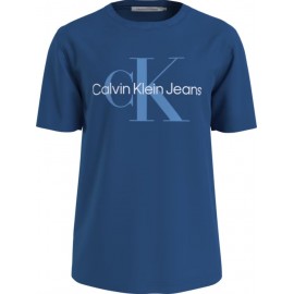 Calvin Klein Jeans Seasonal Monologo T-Shirt M/M Tarps Blue Logo Grande Uomo - Giuglar