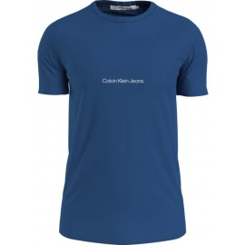 Calvin Klein Jeans Institutional T-Shirt M/M Tarps Blue Logo Lineare Piccolo Uomo - Giuglar