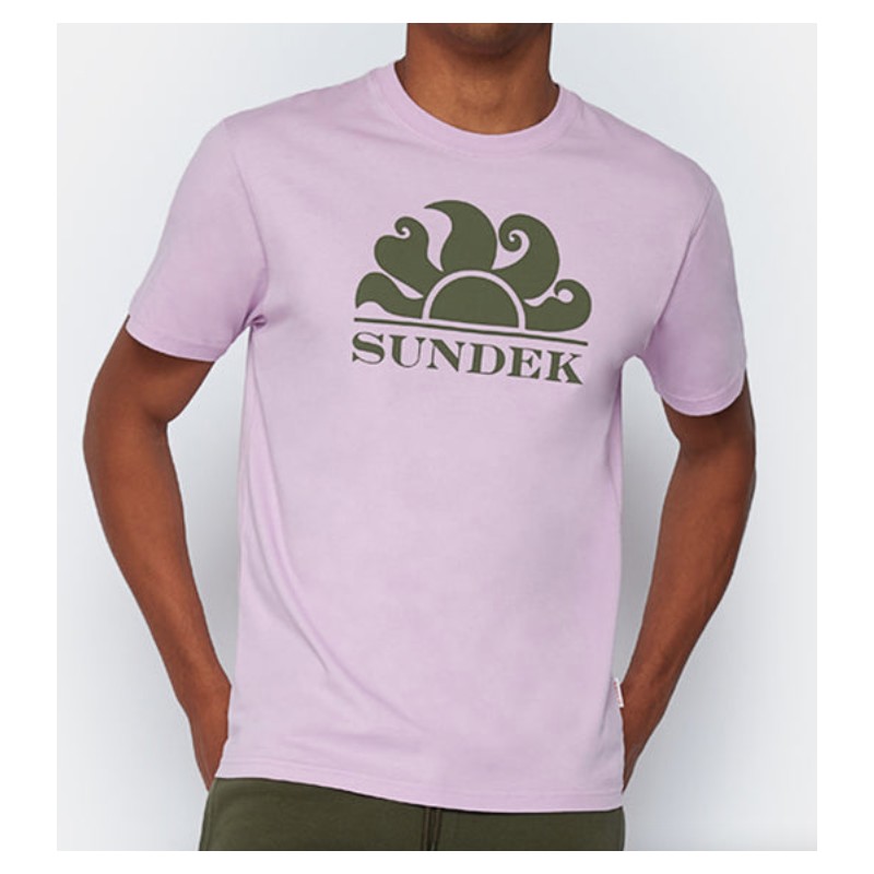 Sundek New Simeon T-Shirt M/M Lilla Logo Sole Grande Verdone Uomo - Giuglar Shop