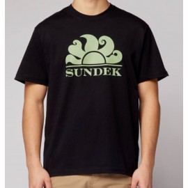 Sundek New Simeon T-Shirt M/M Nera Logo Sole Grande Salvia Uomo - Giuglar Shop