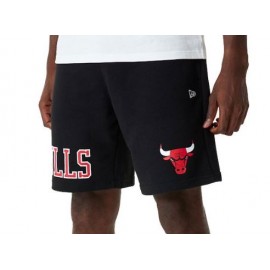 New Era Nba Team Logo Shorts Cotone Chicago Bulls Nero Uomo - Giuglar