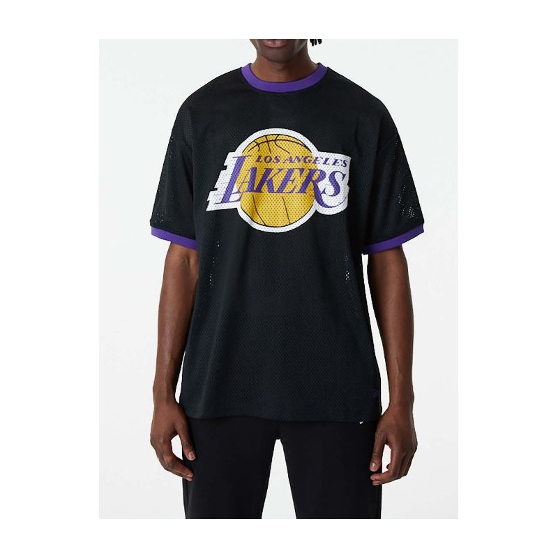 New Era Los Angeles Lakers Blktrp T-Shirt Mesh Nera Logo Lakers Uomo - Giuglar