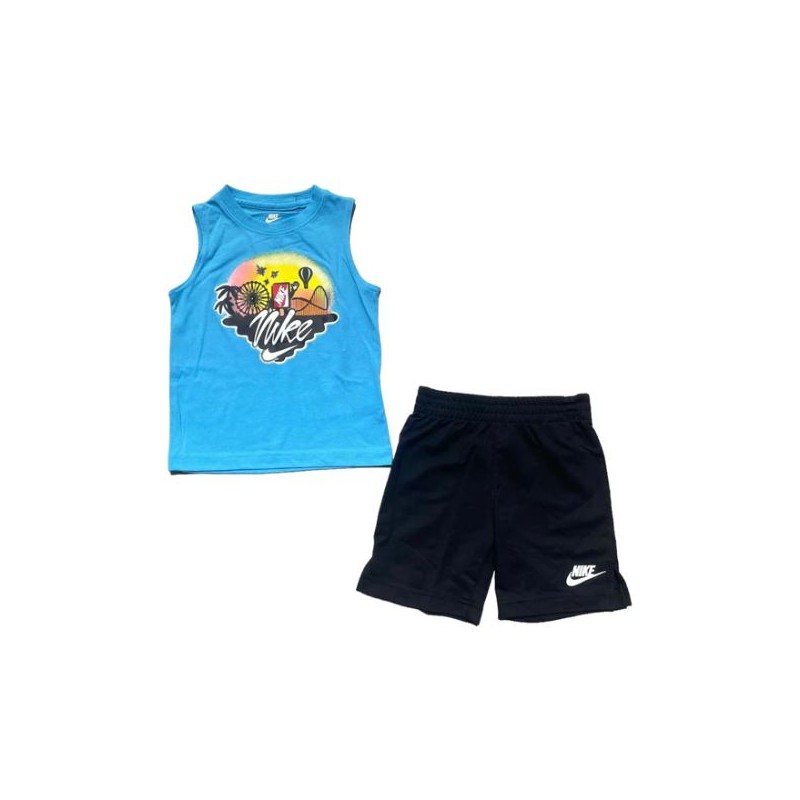Nike Junior B Nsw Muscle Short Set Black Canotta+Short Azz/Nero Baby Bimbo - Giuglar