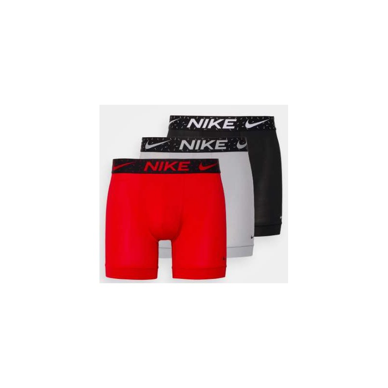 Nike Trunk 3Pk Black/Red/Wolf Grey/Obsidian Boxer Cot Stretch  Uomo - Giuglar
