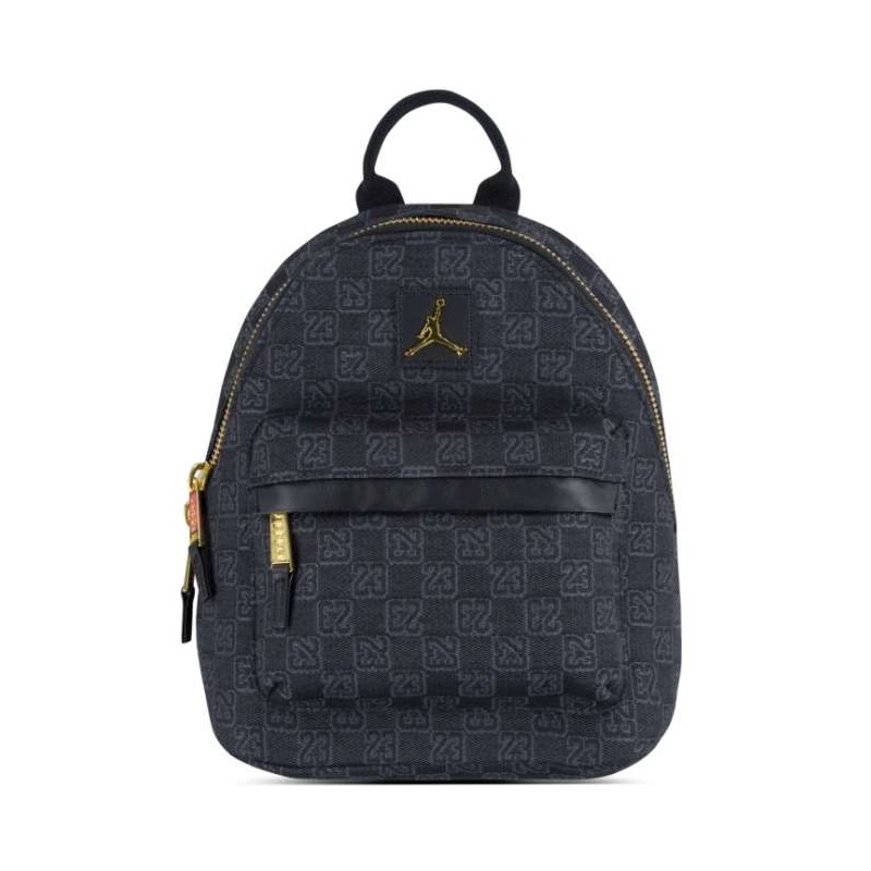 Nike Jordan Monogram Mini Backpack Black Zainetto Tela Loghi Nero - Giuglar