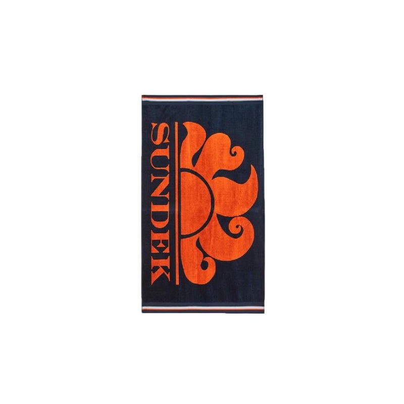 Sundek New Classic Logo Navy 24 Telo Mare Spugna Blu/Arancio - Giuglar