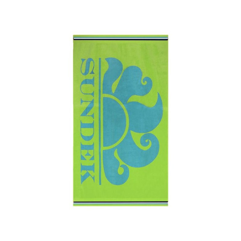 Sundek New Classic Logo Fluo Green 13 Telo Mare Spugna Verde/Azzurro - Giuglar