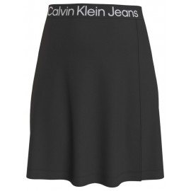 Calvin Klein Jeans Logo Waistband Milano Skirt Gonna Elastico Parlato Nera Donna - Giuglar Shop