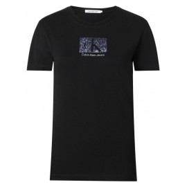 Calvin Klein Jeans Printed Box Slim T-Shirt M/M Nera Logo Lucido Donna - Giuglar Shop