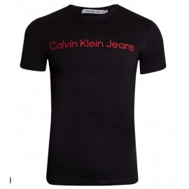 Calvin Klein Jeans Core Institution Logo Slim T-Shirt M/M Nera Logo Lin Rosso Uomo - Giuglar Shop