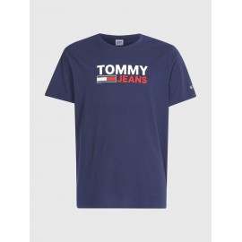 Tommy Jeans Tjm Reg Corp Logo Tee Nos T-Shirt M/M Scritta Twilight Navy Uomo - Giuglar Shop