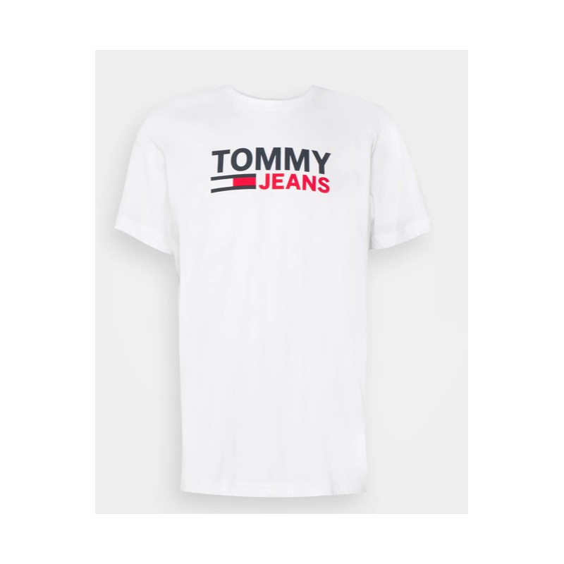 Tommy Jeans Tjm Reg Corp Logo Tee Nos T-Shirt M/M Scritta White Uomo - Giuglar Shop