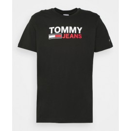 Tommy Jeans Tjm Reg Corp Logo Tee Nos T-Shirt M/M Scritta Black Uomo - Giuglar Shop