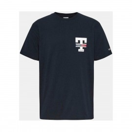 Tommy Jeans Tjm Clsc Rwb Letterman Desert Sky T-Shirt M/M Blu Stmp Lato Uomo - Giuglar Shop