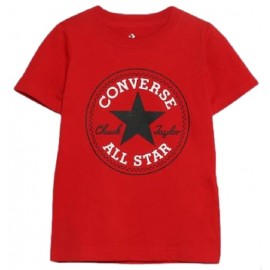 Converse Jr Core Chuck Patch Tee Enamel Red T-Shirt M/M Logo Rossa Junior - Giuglar