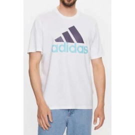 Adidas M Bl Sj T White/Shavio T-Shirt M/M Bianco Logo Viola/Azz Uomo - Giuglar