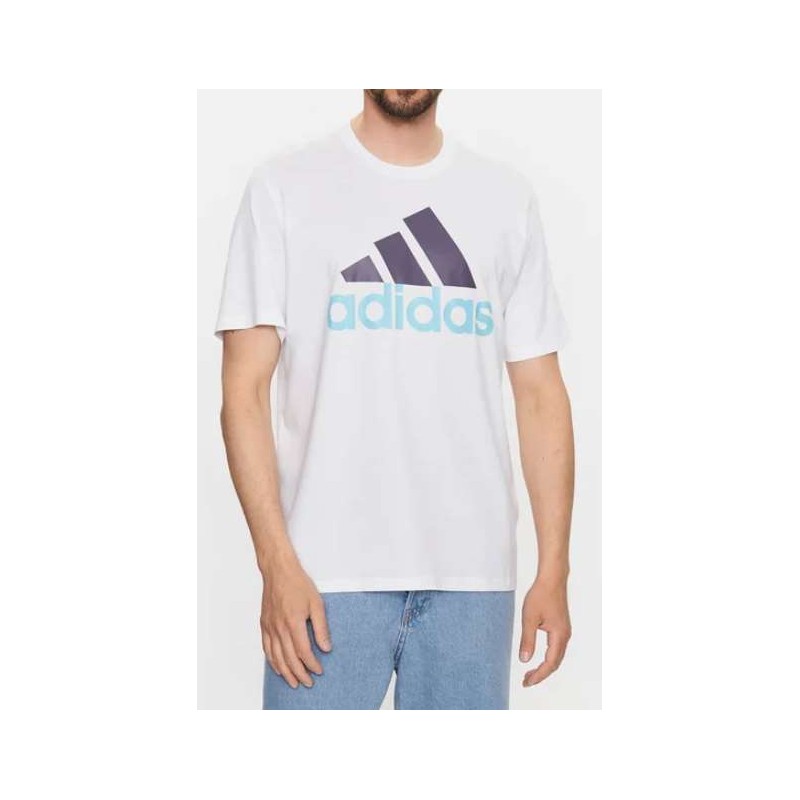 Adidas M Bl Sj T White/Shavio T-Shirt M/M Bianco Logo Viola/Azz Uomo - Giuglar