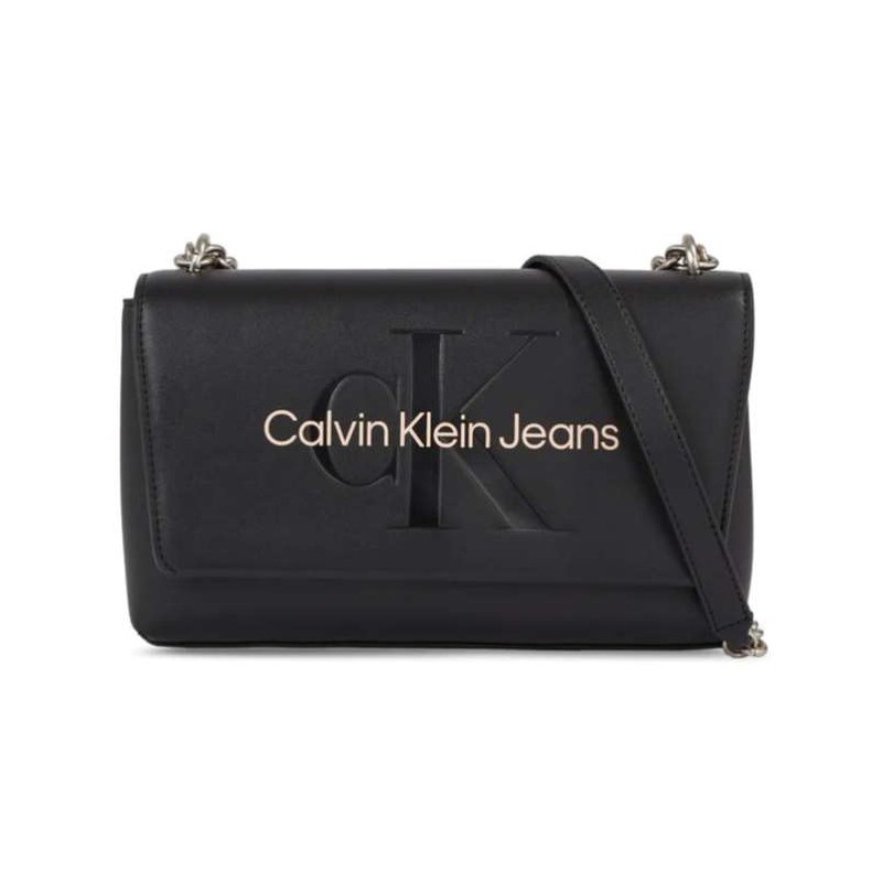 Calvin Klein Accessori Sculpted Ew Flap Conv25 Mono Black With Rose Borsetta Patta Nero - Giuglar