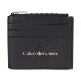 Calvin Klein Accessori Sculpted Cardcase 6Cc Mono Black With Rose Portacarte Nero - Giuglar