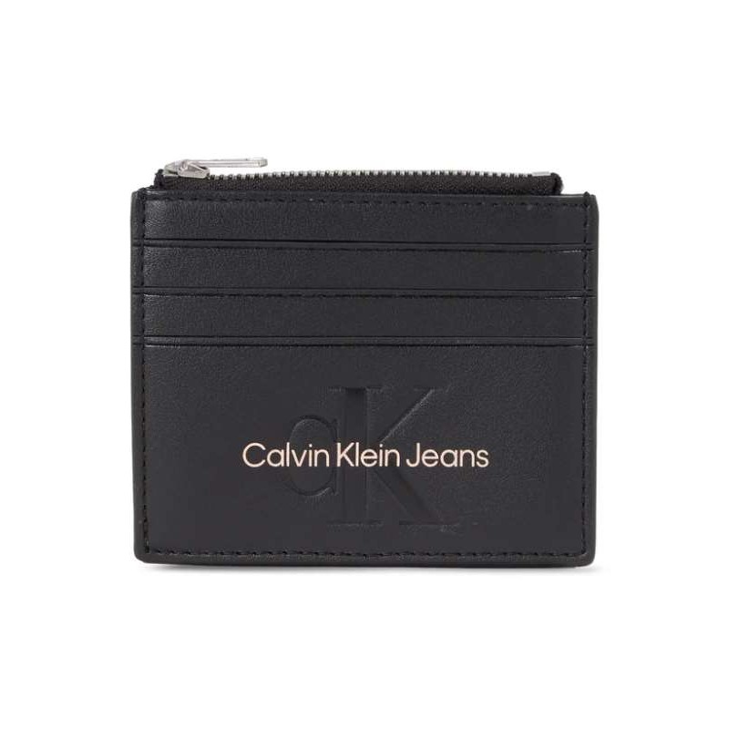 Calvin Klein Accessori Sculpted Cardcase 6Cc Mono Black With Rose Portacarte Nero - Giuglar
