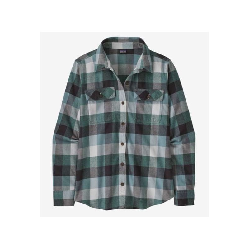 Patagonia W'S L/S Organic Cotton Mw Fjord Flannel Shirt Nouv. Green Donna - Giuglar